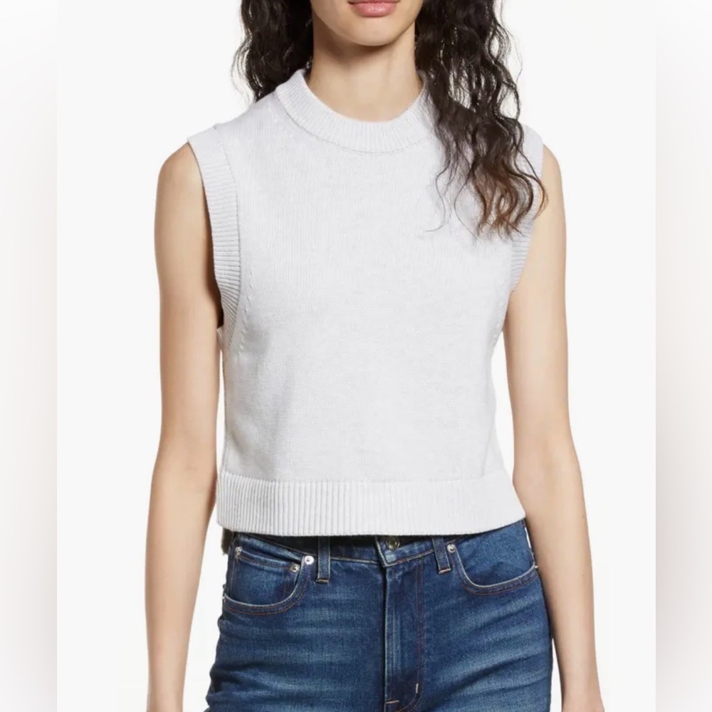 French Connection NWT Sleeveless Sweater Vest Crystal Clear/Sky Blue Size L